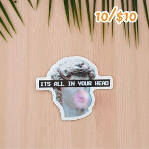 Vaporwave David Sticker – “It’s All In Your Head” – Approx. 3”